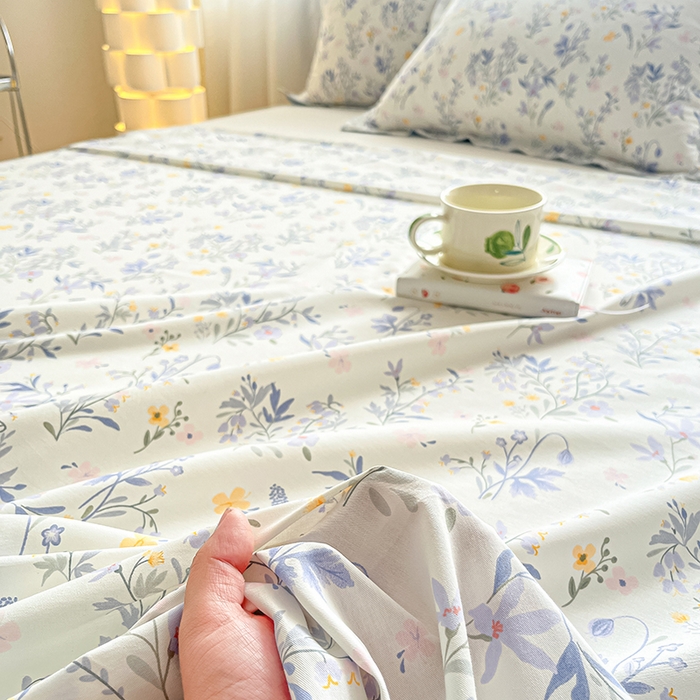 91家纺网 家纺一手货源 找家纺 涵宸家纺 2024新款全棉小清新印花单品套件--单床单 床单-云梦泽