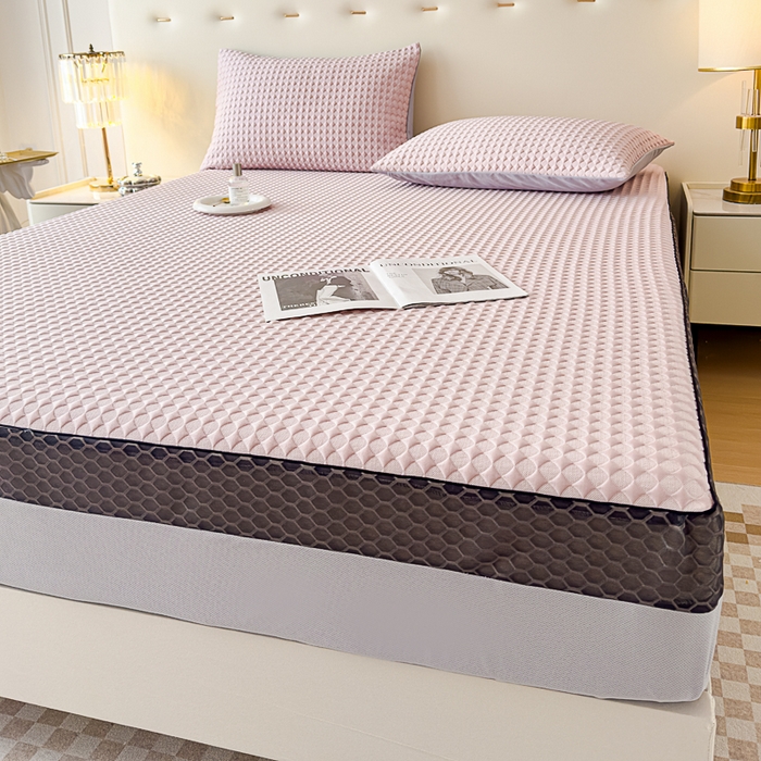 91家纺网 家纺一手货源 找家纺 邦妮家纺 2024新款A类凉感丝床笠凉席床垫30公分内可用 凉感-粉