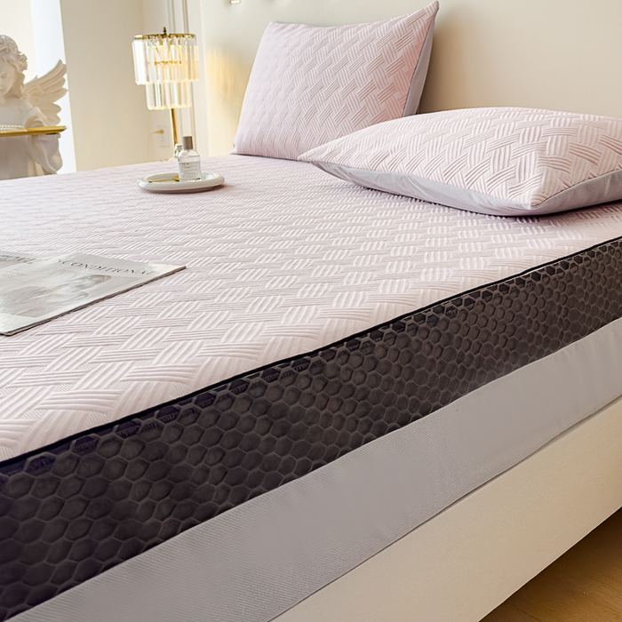 91家纺网 家纺一手货源 找家纺 邦妮家纺 2024新款A类凉感丝床笠凉席床垫30公分内可用 梦幻-粉