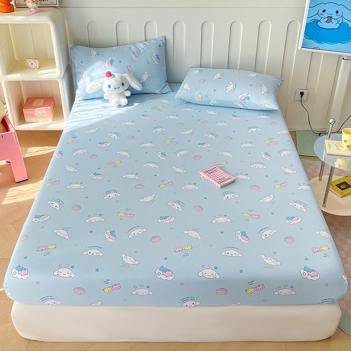 91家纺网 家纺一手货源 找家纺 博雅 2024新款三丽鸥正版授权全棉活性印花单床笠 甜心玉桂狗