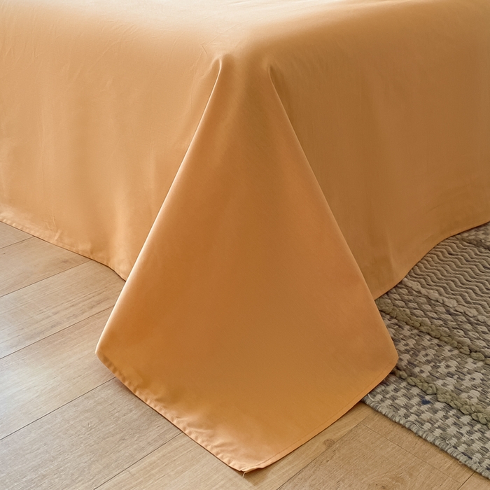 91家纺网 家纺一手货源 找家纺 芊寻家居 2024新款13372全棉纯色四件套无印良品风简约套件 奶白-桔黄