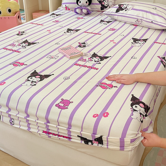 91家纺网 家纺一手货源 找家纺 博雅 2024新款三丽鸥正版授权全棉活性印花单床笠 爱意库洛米