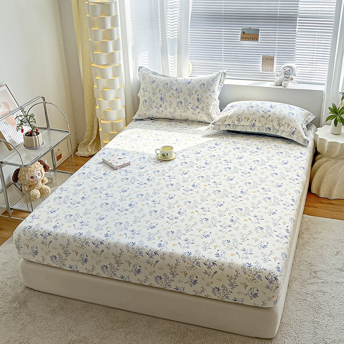 91家纺网 家纺一手货源 找家纺 涵宸家纺 2024新款全棉小清新印花单品套件--单床笠 床笠-云梦泽