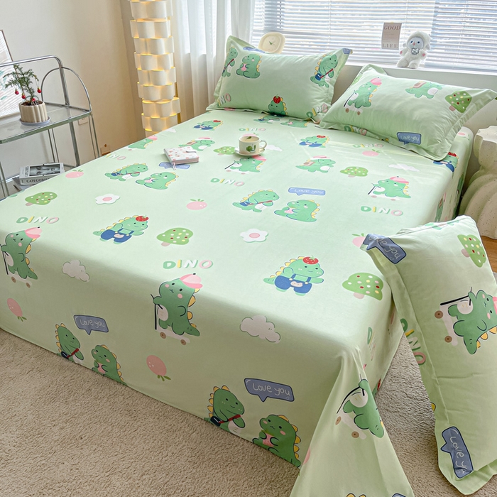 91家纺网 家纺一手货源 找家纺 涵宸家纺 2024新款全棉小清新印花单品套件--单床单 床单-龙游记