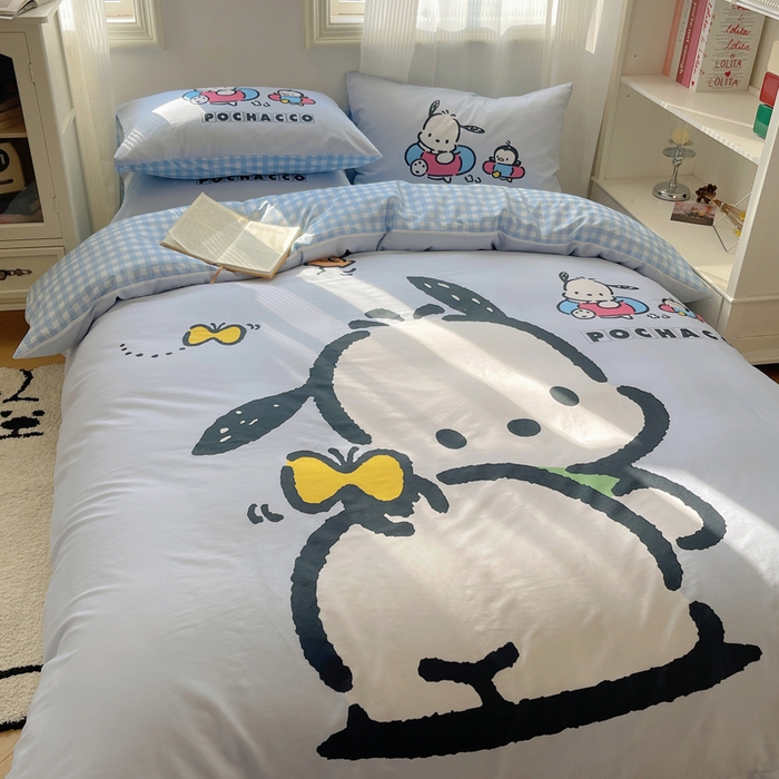 91家纺网 家纺一手货源 找家纺 星座 2025大版全棉三丽鸥四件套 快乐帕恰狗