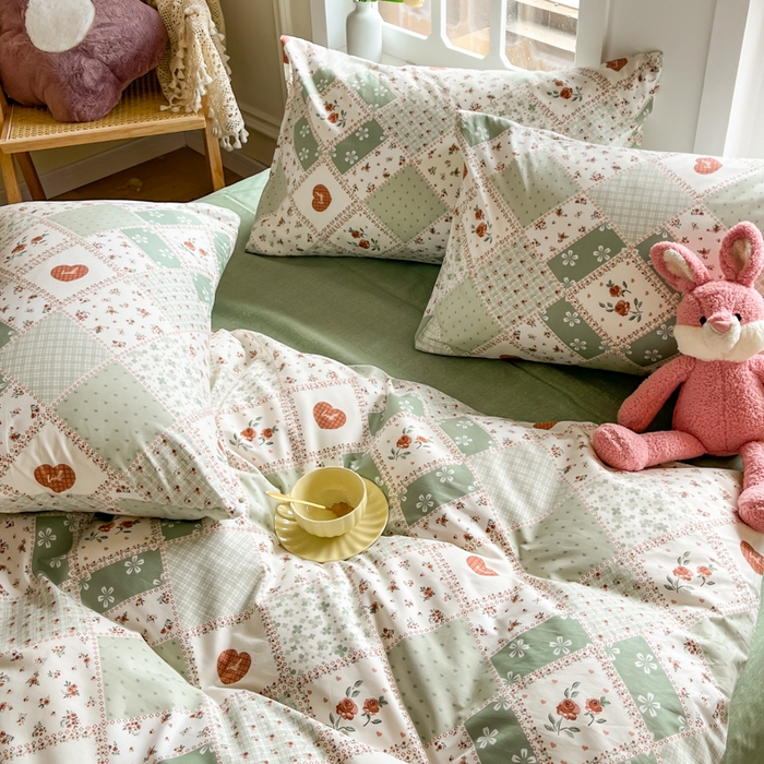 91家纺网 家纺一手货源 找家纺 千朵 2024新款全棉四件套 暮雪绿