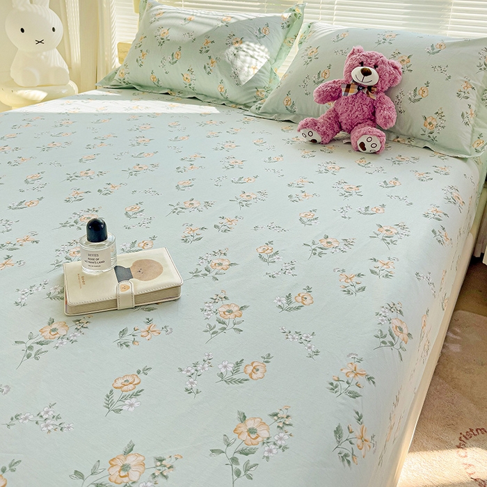 91家纺网 家纺一手货源 找家纺 大柏树 2025新款全棉13376印花四件套系列（可定制）-单床笠 浅沫