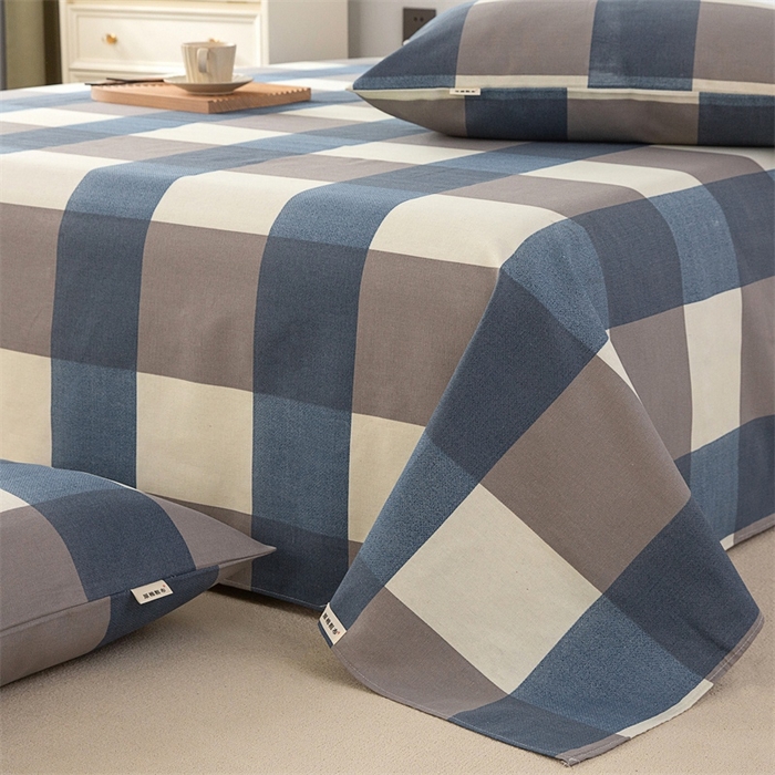 91家纺网 家纺一手货源 找家纺 金泰莱 2025新款原棉老粗布凉席老粗布床单软凉席 蓝格