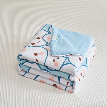 91家纺网 家纺一手货源 找家纺 畅销被业 2025新款水洗棉印花夏被夏凉被空调被 可爱蓝兔