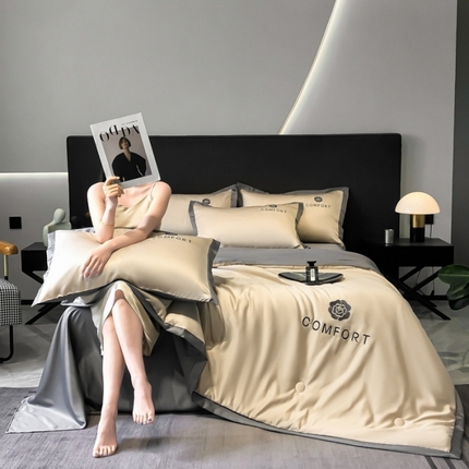 91家纺网 家纺一手货源 找家纺 （总）索飞特 2024新款水洗冰丝夏被四件套