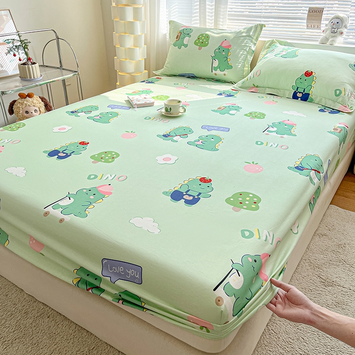 91家纺网 家纺一手货源 找家纺 涵宸家纺 2024新款全棉小清新印花单品套件--单床笠 床笠-龙游记