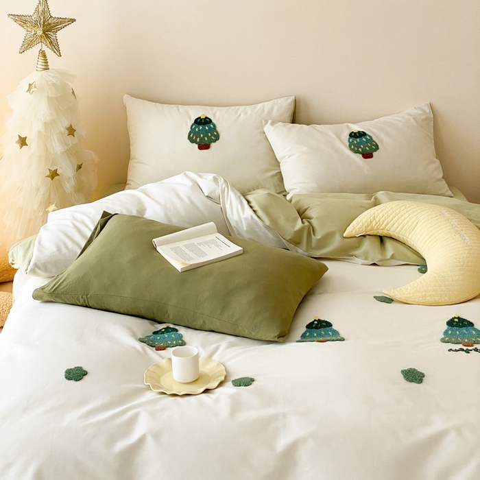 91家纺网 家纺一手货源 找家纺 荣轩家居 2024新款亲肤舒适全棉精梳棉卡通系列四件套星愿树