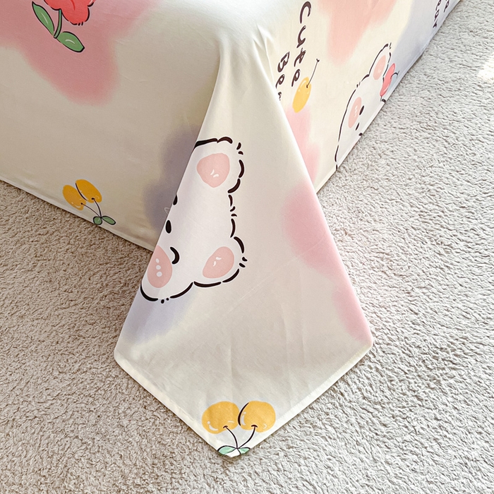 91家纺网 家纺一手货源 找家纺 涵宸家纺 2024新款全棉小清新印花单品套件--单床单 床单-萌萌彩