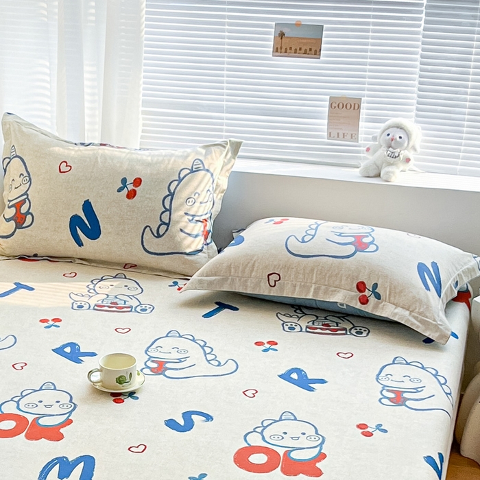 91家纺网 家纺一手货源 找家纺 涵宸家纺 2024新款全棉小清新印花单品套件--单枕套 枕套-皮皮龙