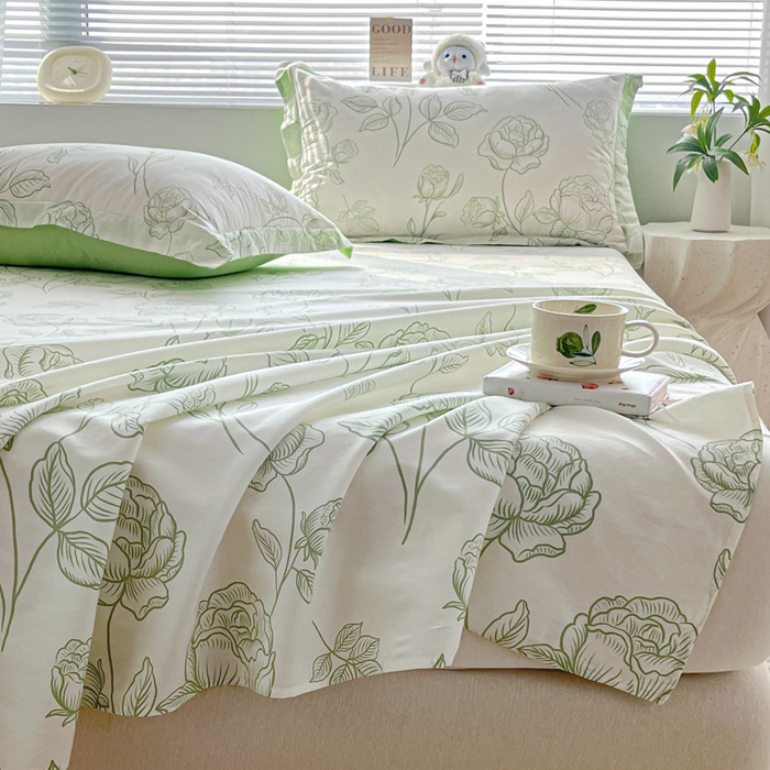 91家纺网 家纺一手货源 找家纺 涵宸家纺 2024新款全棉小清新印花单品套件--单床单 床单-晚风吟