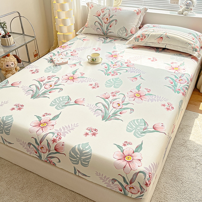 91家纺网 家纺一手货源 找家纺 涵宸家纺 2024新款全棉小清新印花单品套件--单床笠 床笠-长歌行