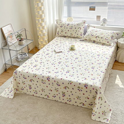 涵宸家纺 2024新款全棉小清新印花单品套件--单床单 床单-樱桃可可