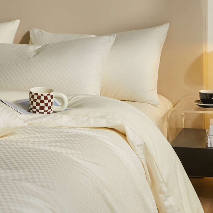 91家纺网 家纺一手货源 找家纺 涵宸家纺 2024新款全棉提花四件套-菲比 菲比-珍珠白