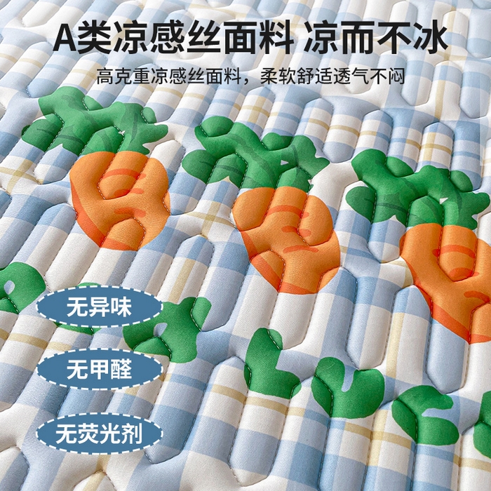 91家纺网 家纺一手货源 找家纺 布卢姆床垫 2025新款A类凉感丝数码印花小版乳胶凉席5mm 拔萝卜