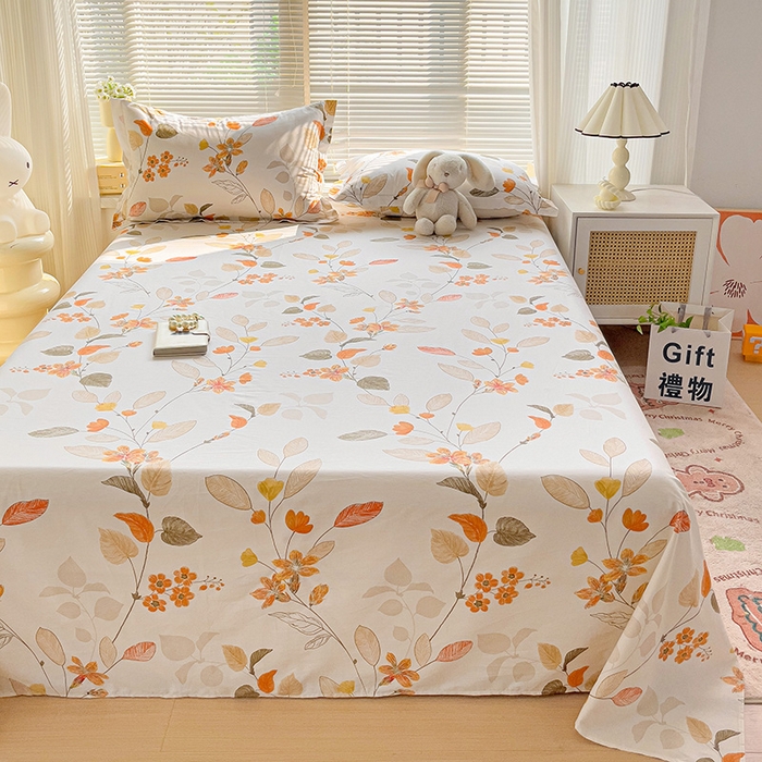 91家纺网 家纺一手货源 找家纺 大柏树 2025新款全棉13376印花四件套系列（可定制）-单床单 浅花悠悠