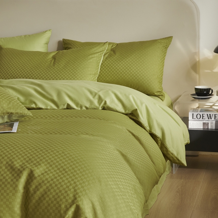 91家纺网 家纺一手货源 找家纺 涵宸家纺 2024新款全棉提花四件套-菲比 菲比-富贵绿