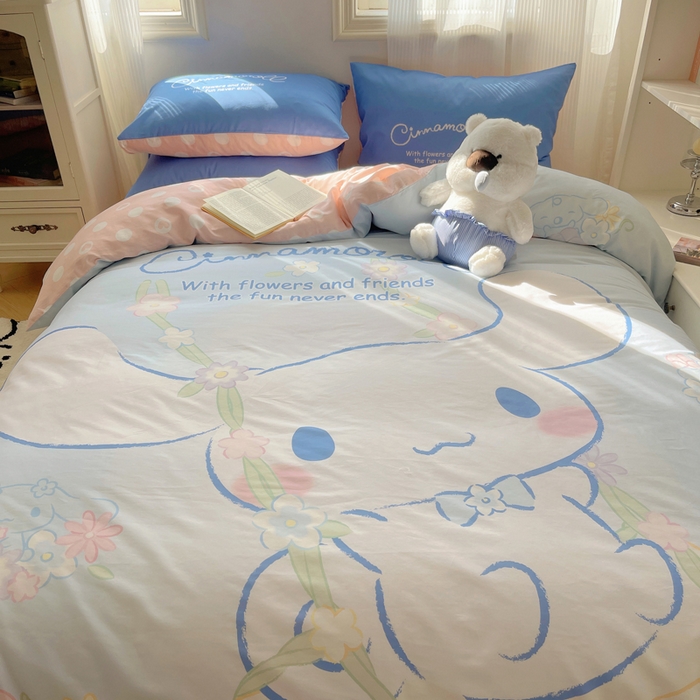 91家纺网 家纺一手货源 找家纺 星座 2025大版全棉三丽鸥四件套 花园玉桂狗