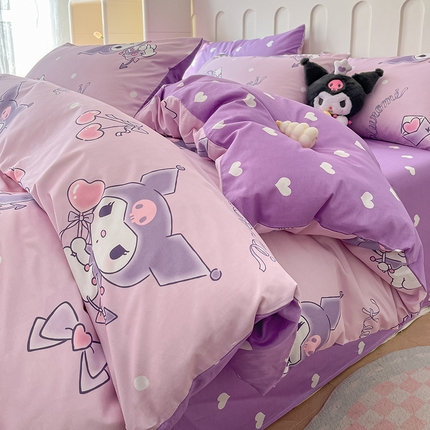 博雅 2024新款全棉三丽鸥AB版活性印花四件套 调皮库洛米