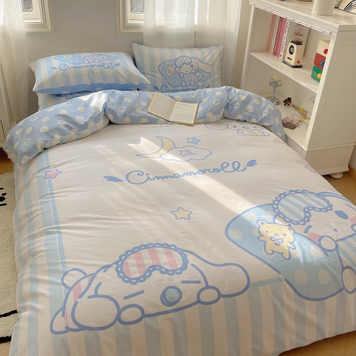 91家纺网 家纺一手货源 找家纺 星座 2025大版全棉三丽鸥四件套 晚安玉桂狗