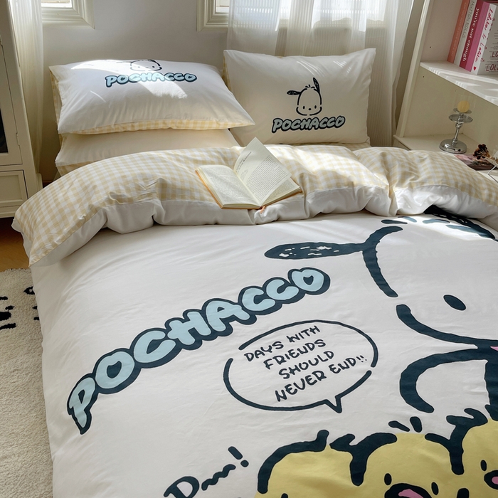 91家纺网 家纺一手货源 找家纺 星座 2025大版全棉三丽鸥四件套 伙伴帕恰狗