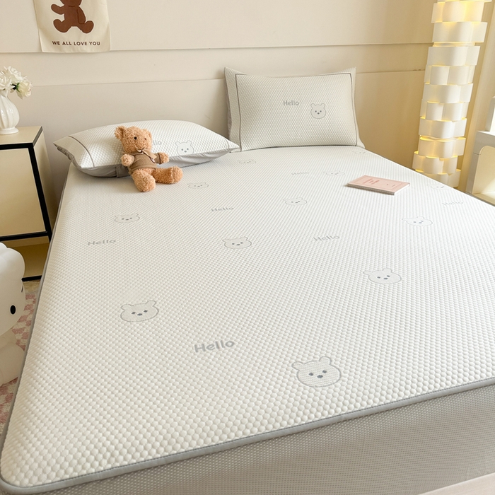 91家纺网 家纺一手货源 找家纺 慕尚家纺 2025新款卡通凉豆豆凉感冰丝席凉席 床笠款-小熊