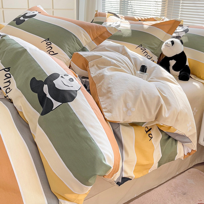 91家纺网 家纺一手货源 找家纺 大柏树 2025新款全棉13376印花四件套系列（可定制）-床单四件套 功夫熊