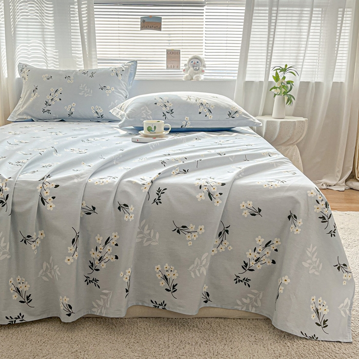 91家纺网 家纺一手货源 找家纺 涵宸家纺 2024新款全棉小清新印花单品套件--单床单 床单-那年花开