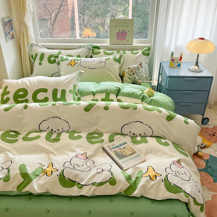 91家纺网 家纺一手货源 找家纺 涵宸家纺 2024新款全棉小清新印花单品套件--单被套 萌宝宝