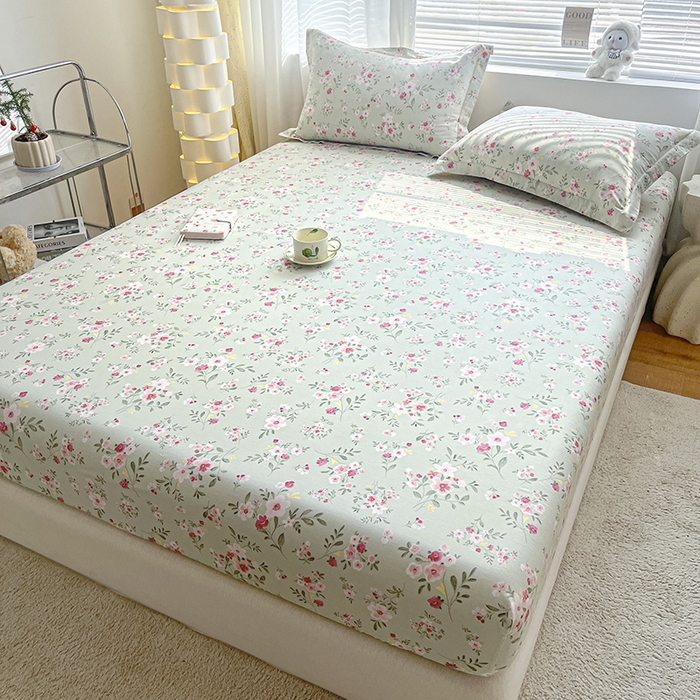 91家纺网 家纺一手货源 找家纺 涵宸家纺 2024新款全棉小清新印花单品套件--单床笠 床笠-浅香