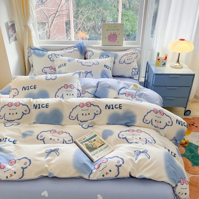 91家纺网 家纺一手货源 找家纺 涵宸家纺 2024新款全棉小清新印花单品套件--单被套 玉桂兔