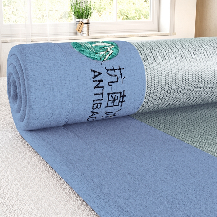 91家纺网 家纺一手货源 找家纺 爱宝被业 2025新款冰丝凉席刺绣款 蓝