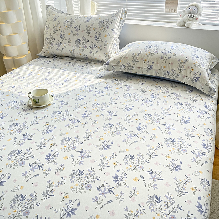 91家纺网 家纺一手货源 找家纺 涵宸家纺 2024新款全棉小清新印花单品套件--单床笠 床笠-云梦泽