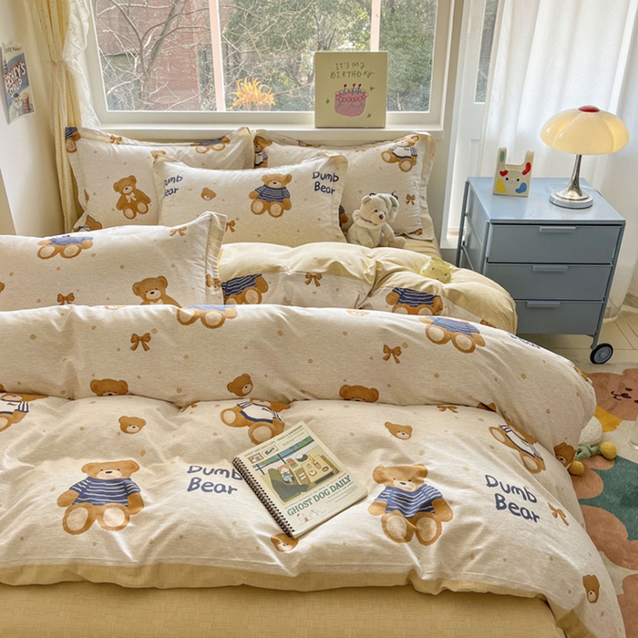 91家纺网 家纺一手货源 找家纺 涵宸家纺 2024新款全棉小清新印花单品套件--单被套 布偶熊