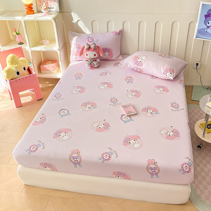 91家纺网 家纺一手货源 找家纺 博雅 2024新款三丽鸥正版授权全棉活性印花单床笠 少女美乐蒂