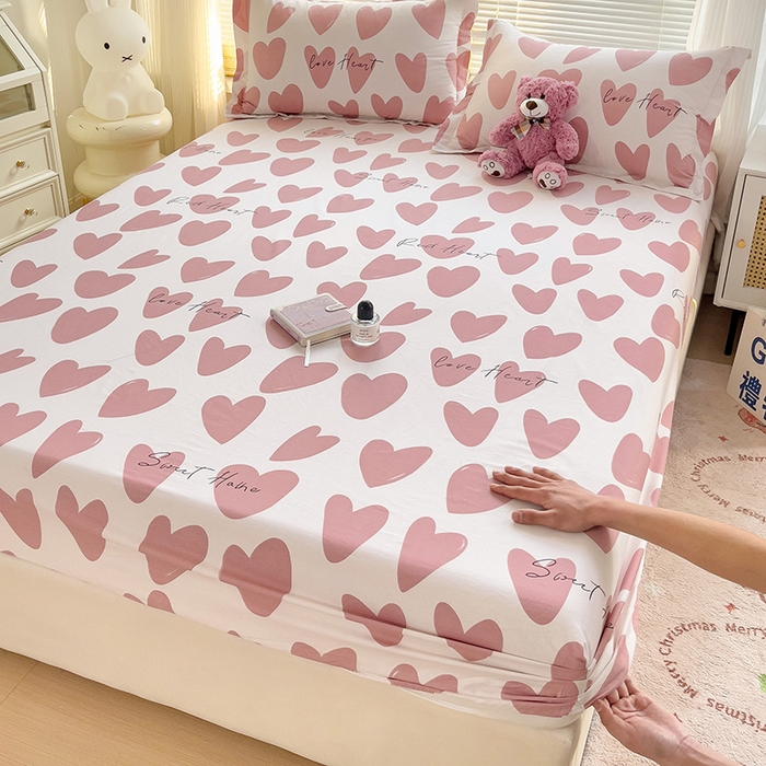 91家纺网 家纺一手货源 找家纺 大柏树 2025新款全棉13376印花四件套系列（可定制）-单床笠 倾心