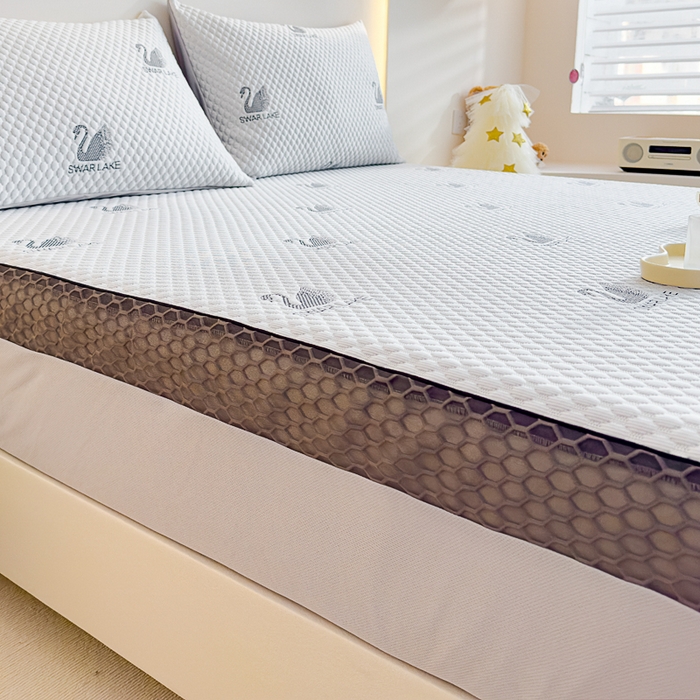 91家纺网 家纺一手货源 找家纺 邦妮家纺 2024新款A类凉感丝床笠凉席床垫30公分内可用 动物乐园-灰