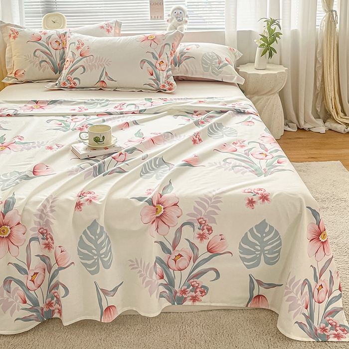 91家纺网 家纺一手货源 找家纺 涵宸家纺 2024新款全棉小清新印花单品套件--单床单 床单-长歌行