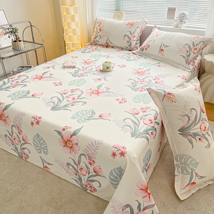 91家纺网 家纺一手货源 找家纺 涵宸家纺 2024新款全棉小清新印花单品套件--单床单 床单-长歌行