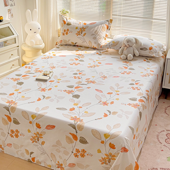 91家纺网 家纺一手货源 找家纺 大柏树 2025新款全棉13376印花四件套系列（可定制）-单床单 浅花悠悠