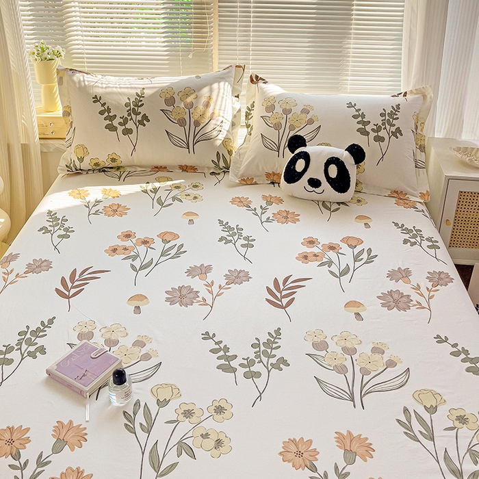 91家纺网 家纺一手货源 找家纺 大柏树 2025新款全棉13376印花四件套系列（可定制）-单床笠 南薇