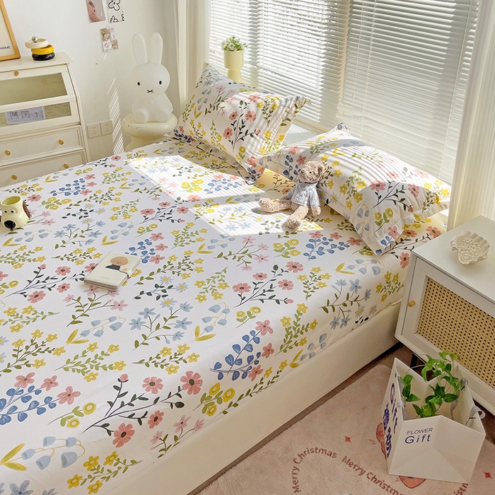 91家纺网 家纺一手货源 找家纺 大柏树 2025新款全棉13376印花四件套系列（可定制）-单床笠 云梦花都