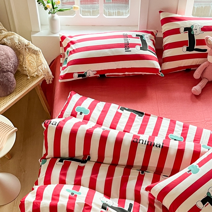 91家纺网 家纺一手货源 找家纺 千朵 2024新款全棉四件套 领结猫