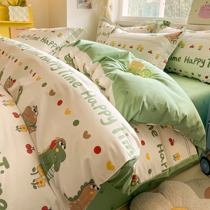 涵宸家纺 2024新款全棉小清新印花单品套件--单被套 功夫龙仔