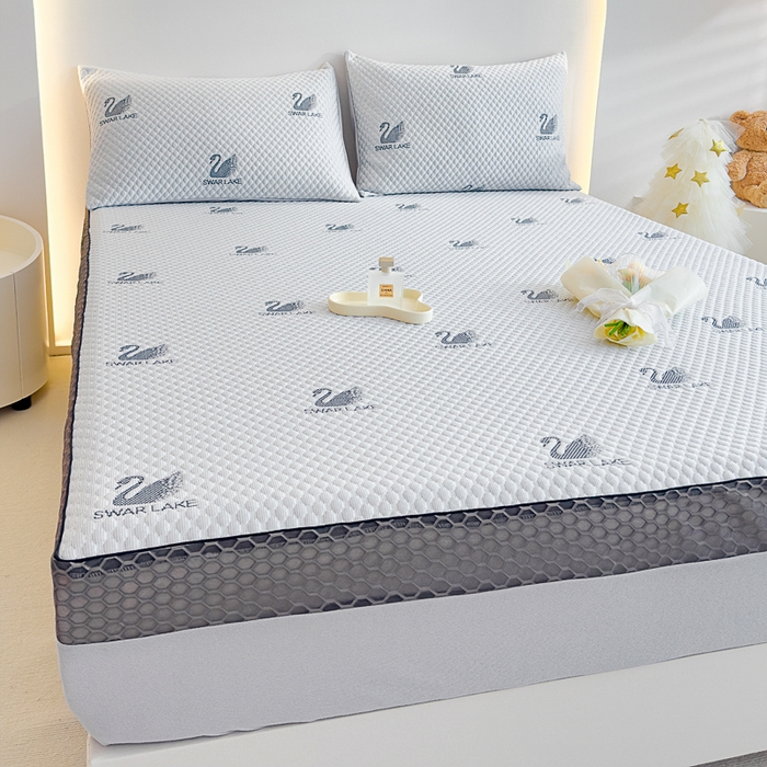 91家纺网 家纺一手货源 找家纺 邦妮家纺 2024新款A类凉感丝床笠凉席床垫30公分内可用 动物乐园-灰