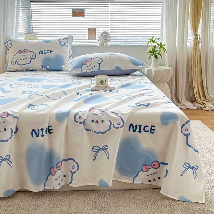 91家纺网 家纺一手货源 找家纺 涵宸家纺 2024新款全棉小清新印花单品套件--单床单 床单-玉桂兔